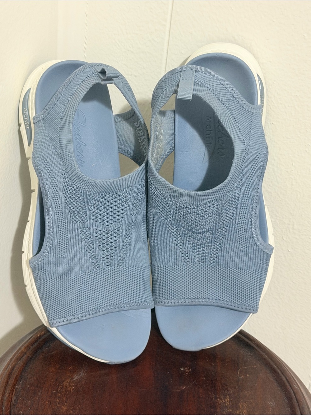 Women's Lightweight Knit Slingback Sandal in Dusty Blue - Picture 5 of 11